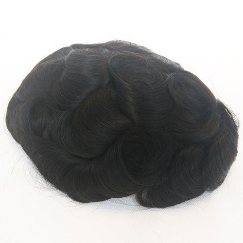 Customized Human Hair Toupee Full French lace with Pu back and side - Double Show Hair