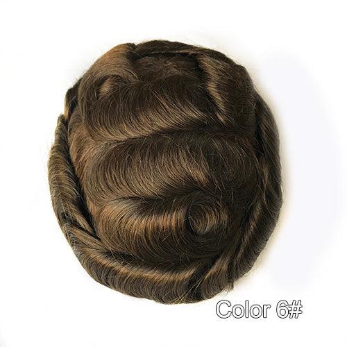 Durable Skin Knotted Toupee for Men - Double Show Hair