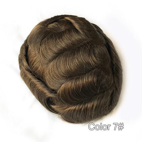 Durable Skin Knotted Toupee for Men - Double Show Hair