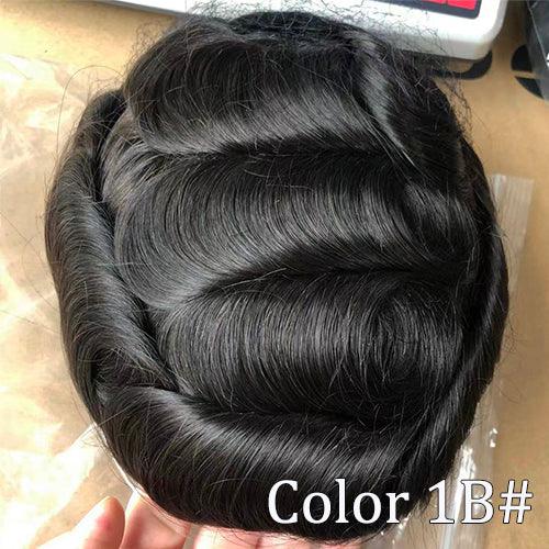 Durable Skin Knotted Toupee for Men - Double Show Hair