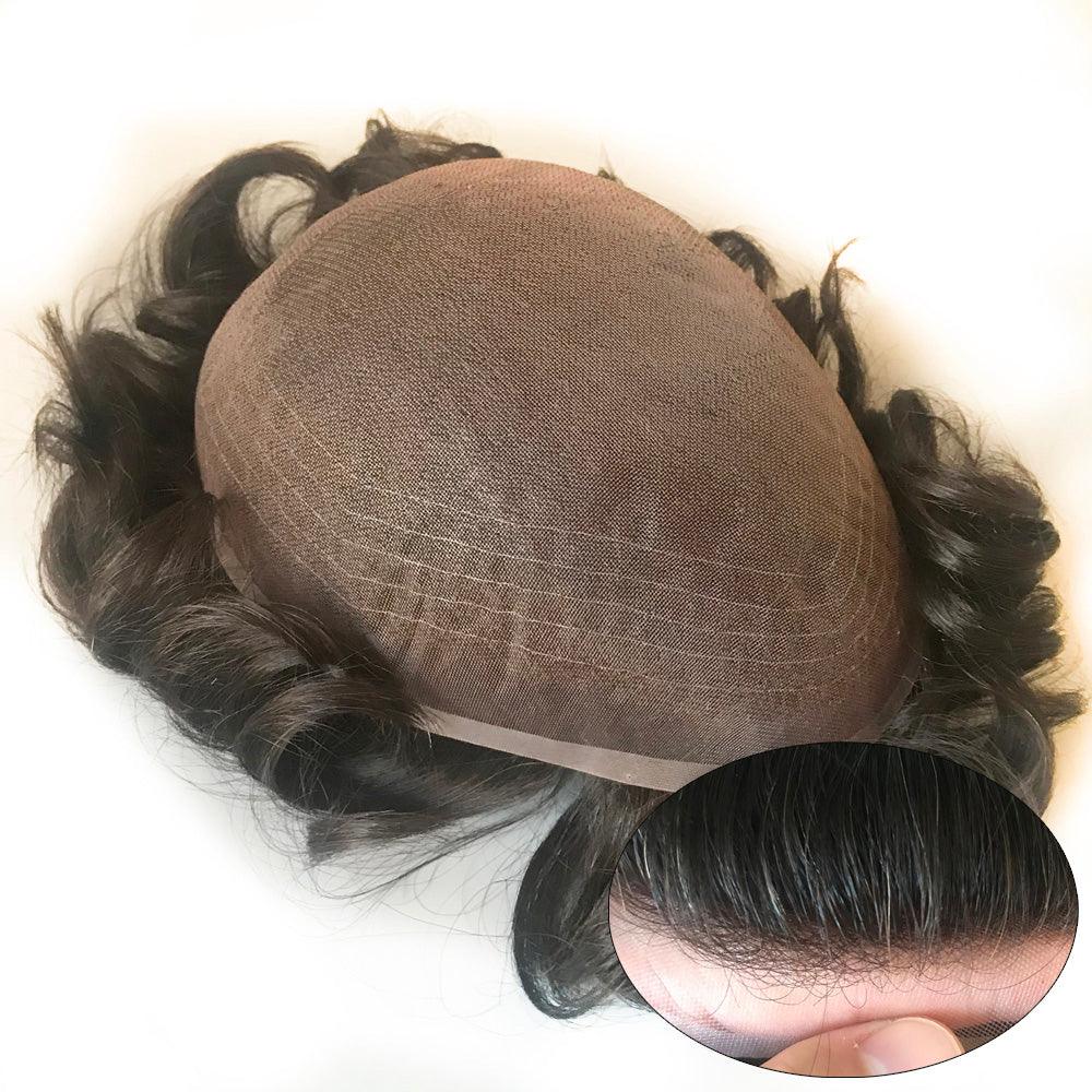 Fine Welded Mono Hair System for men Customized Toupee - Double Show Hair