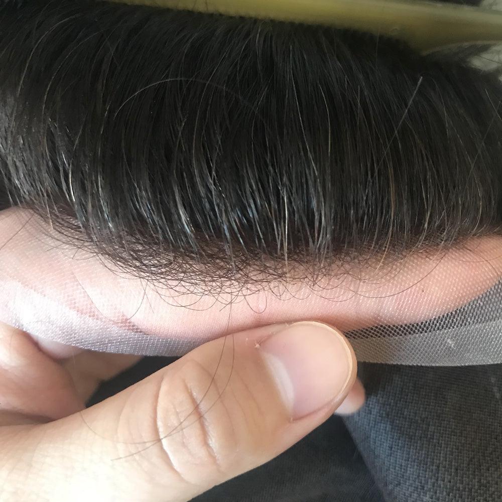 Fine Welded Mono Hair System for men Customized Toupee - Double Show Hair