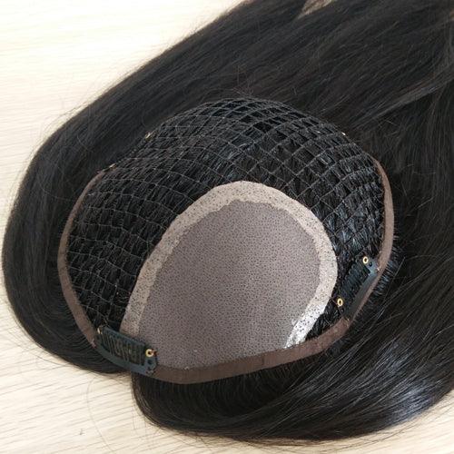 Fishnet Base Human Hair Topper for women Custom made - Double Show Hair