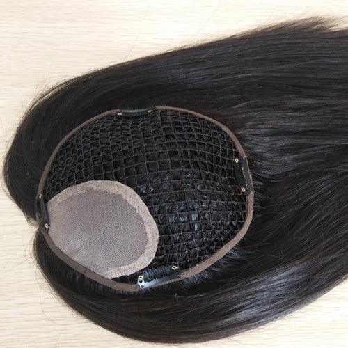 Fishnet Base Human Hair Topper for women Custom made - Double Show Hair