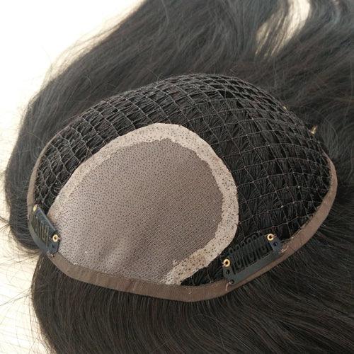 Fishnet Base Human Hair Topper for women Custom made - Double Show Hair