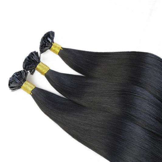 Flat Tip Natural Hair Extensions Straight Brazilian Remy Pre Bonded Keratin Capsules Smoothing Fusion Human Hair - Double Show Hair