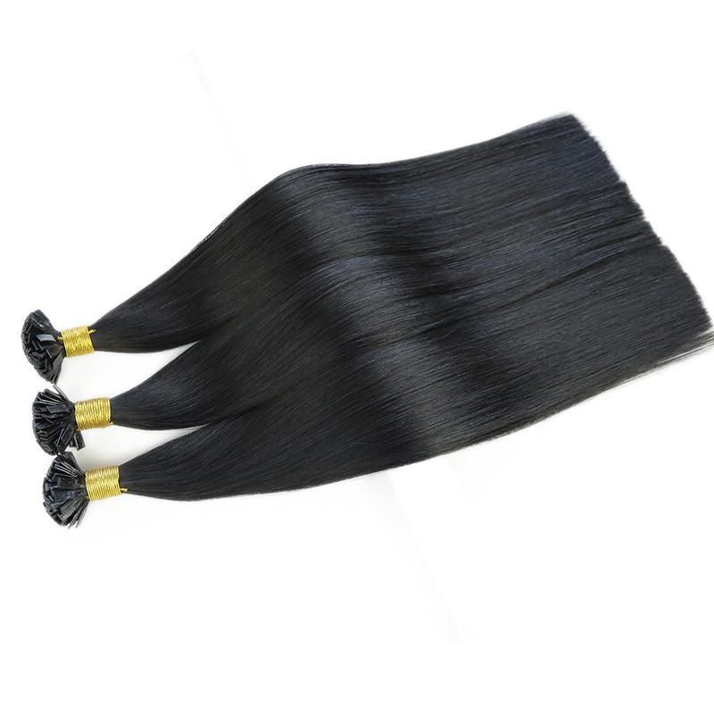 Flat Tip Natural Hair Extensions Straight Brazilian Remy Pre Bonded Keratin Capsules Smoothing Fusion Human Hair - Double Show Hair