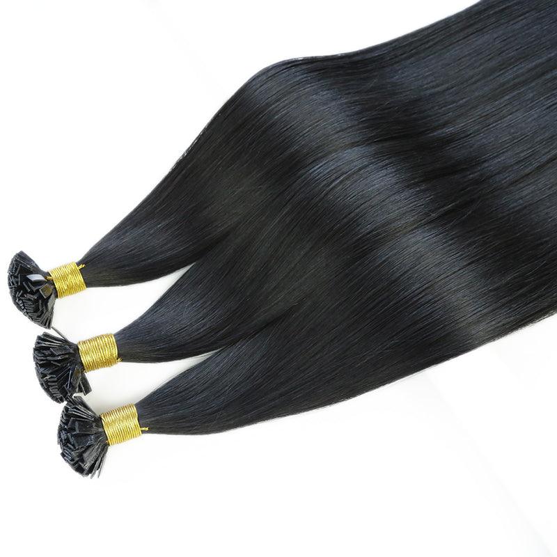 Flat Tip Natural Hair Extensions Straight Brazilian Remy Pre Bonded Keratin Capsules Smoothing Fusion Human Hair - Double Show Hair