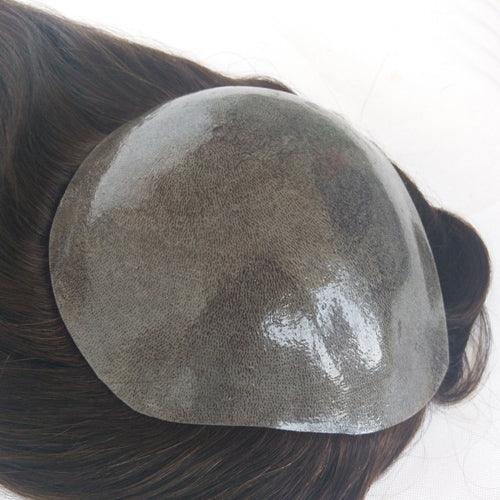 Full Injected Poly PU Human Hair Topper for Women - Double Show Hair