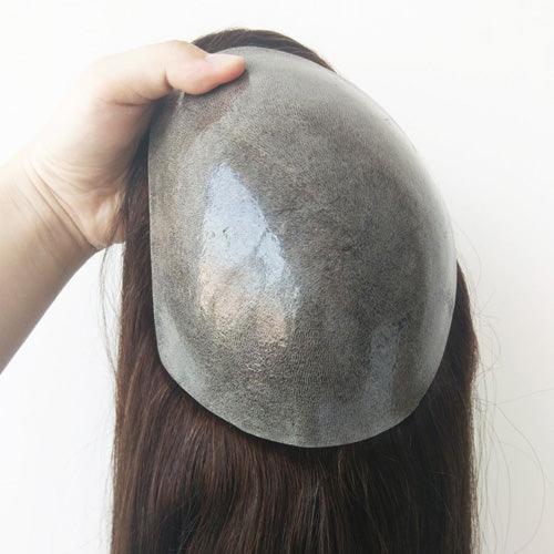 Full Injected Poly PU Human Hair Topper for Women - Double Show Hair