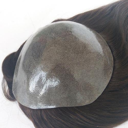 Full Injected Poly PU Human Hair Topper for Women - Double Show Hair