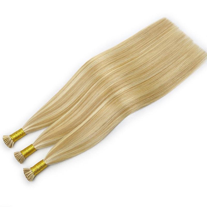 I Tip Human Hair Extensions Brazilian Smoothing Keratin Bonded Strands Of Hair Virgin Remy Straight Hair - Double Show Hair