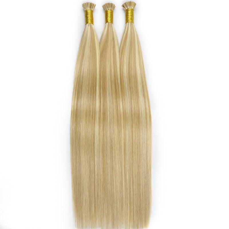 I Tip Human Hair Extensions Brazilian Smoothing Keratin Bonded Strands Of Hair Virgin Remy Straight Hair - Double Show Hair