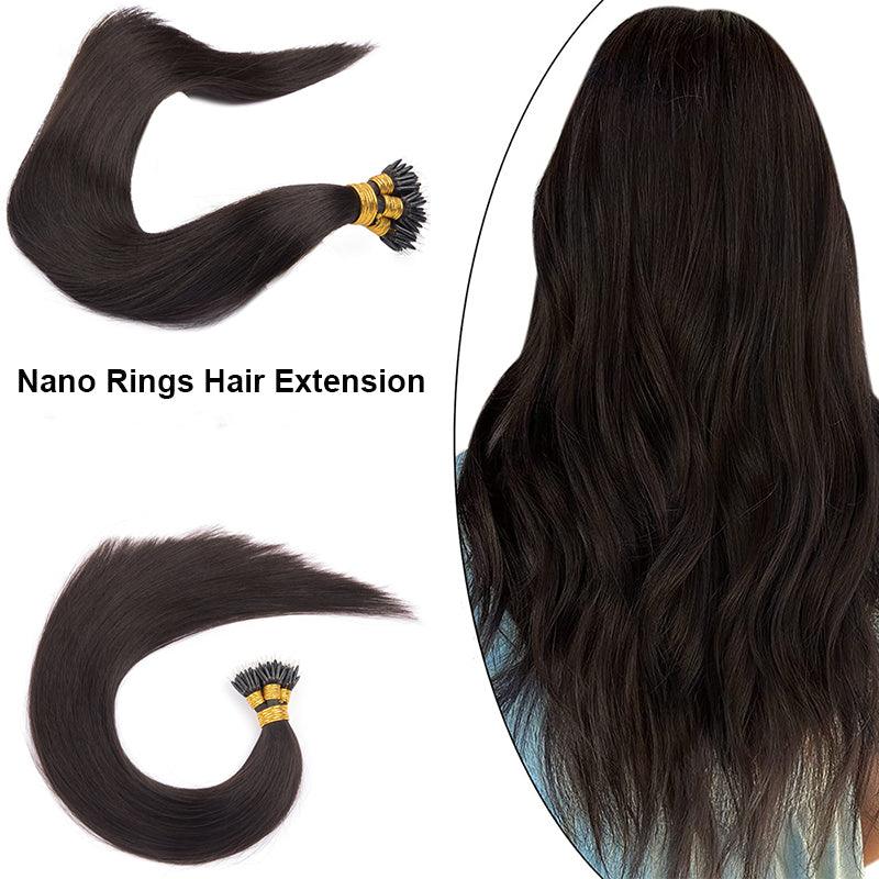 Nano Rings Micro Beads Human Hair Extensions Brazilan Remy Hair - Double Show Hair