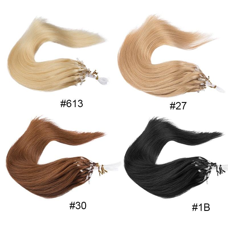 Nano Rings Micro Beads Human Hair Extensions Brazilan Remy Hair - Double Show Hair