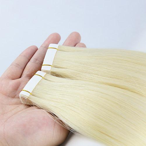 Straight Tape In Human Hair Extensions Machine Brazilan Remy Natural Seamless Skin Weft Hair - Double Show Hair