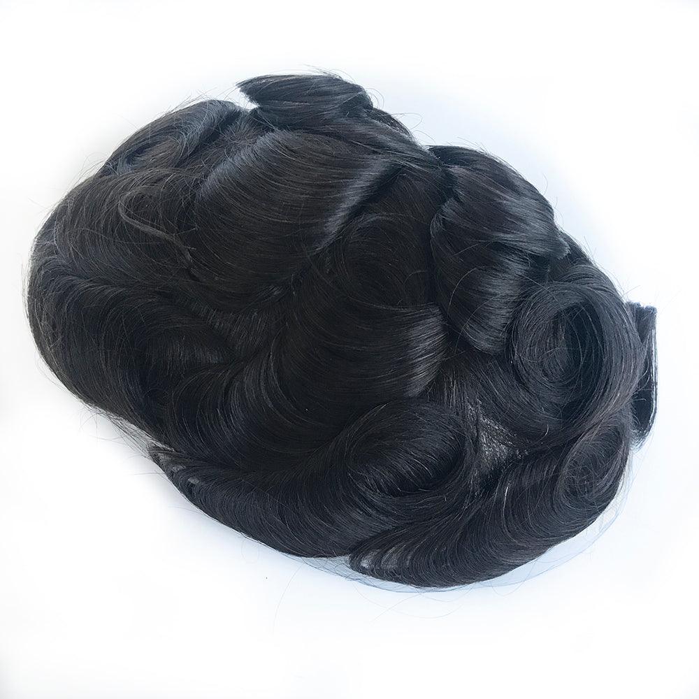 Thin Polyskin base Men Hair System with French lace front - Double Show Hair