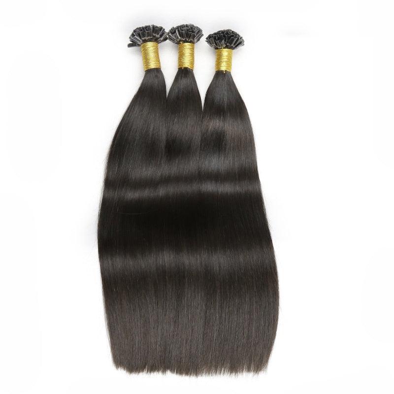 U Tip Natural Hair Extensions Capsule Brazilian Remy Hair Nail Tip Hair Weft Smoothing Keratin Fusion Human Hair - Double Show Hair