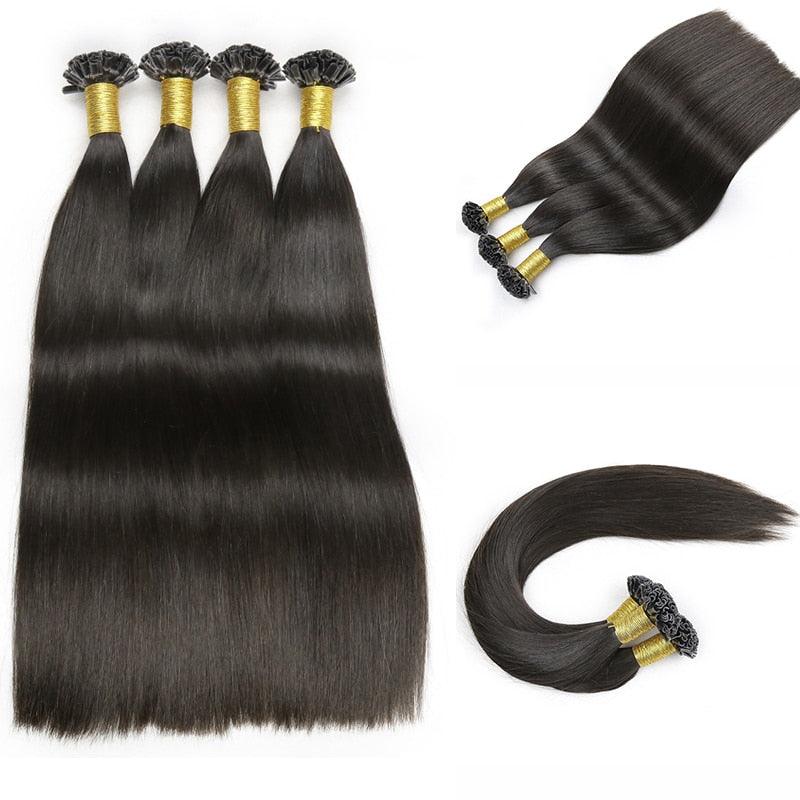 U Tip Natural Hair Extensions Capsule Brazilian Remy Hair Nail Tip Hair Weft Smoothing Keratin Fusion Human Hair - Double Show Hair