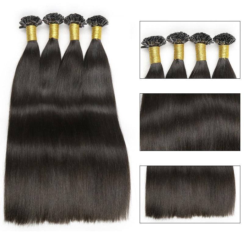 U Tip Natural Hair Extensions Capsule Brazilian Remy Hair Nail Tip Hair Weft Smoothing Keratin Fusion Human Hair - Double Show Hair